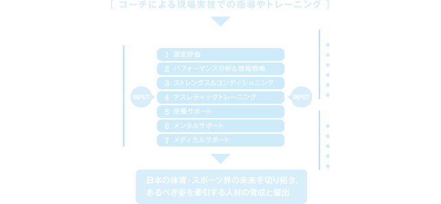 コーチによる現場実技での指導やトレーニング