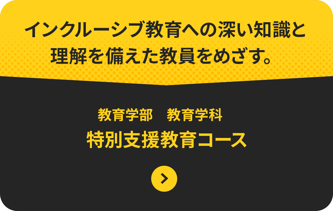 インクルーシブ教育への深い知識と 理解を備えた教員をめざす。教育学部　教育学科 特別支援教育コース 