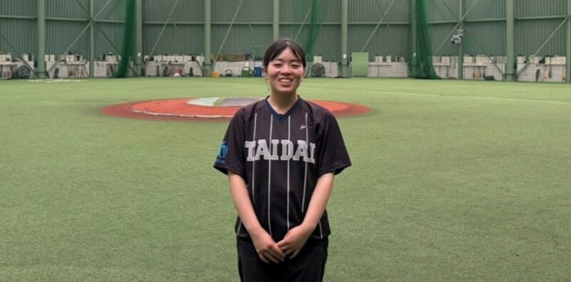 硬式野球部女子マネジャーの吉田麻衣子さん(スポーツ科学部4年、スポーツマネジメントコース、大阪国際高校) 【大阪体育大学】