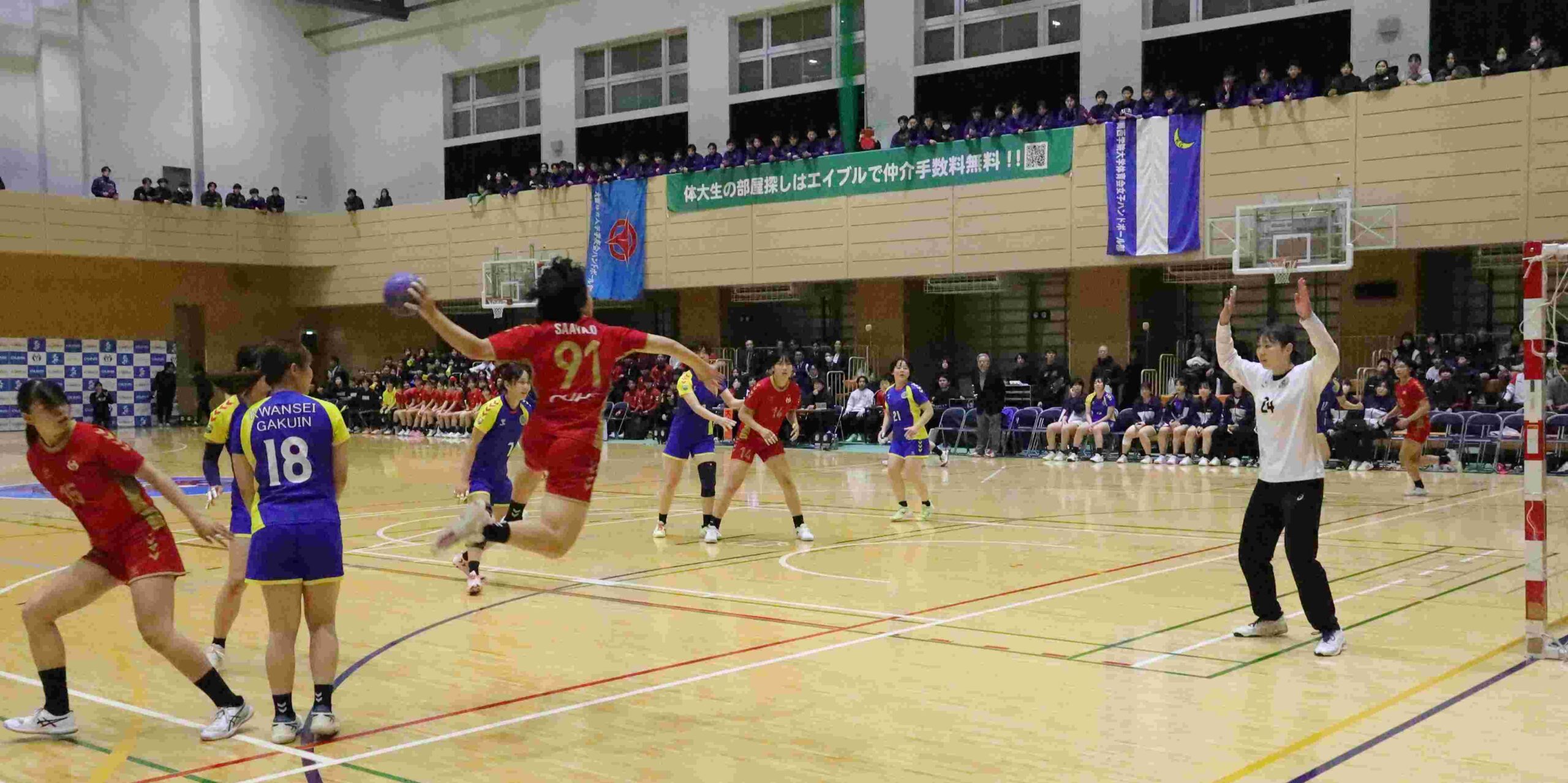 学生企画ハンドボール交流戦フレンドリーマッチ ショーアップし地域の