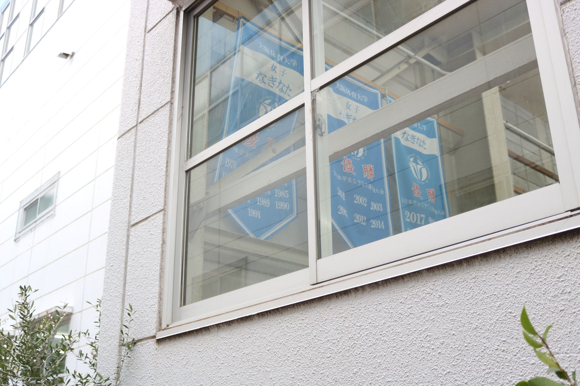 キャンパス見学中にふと見上げると目に飛び込んでくるチャンピオンフラッグ