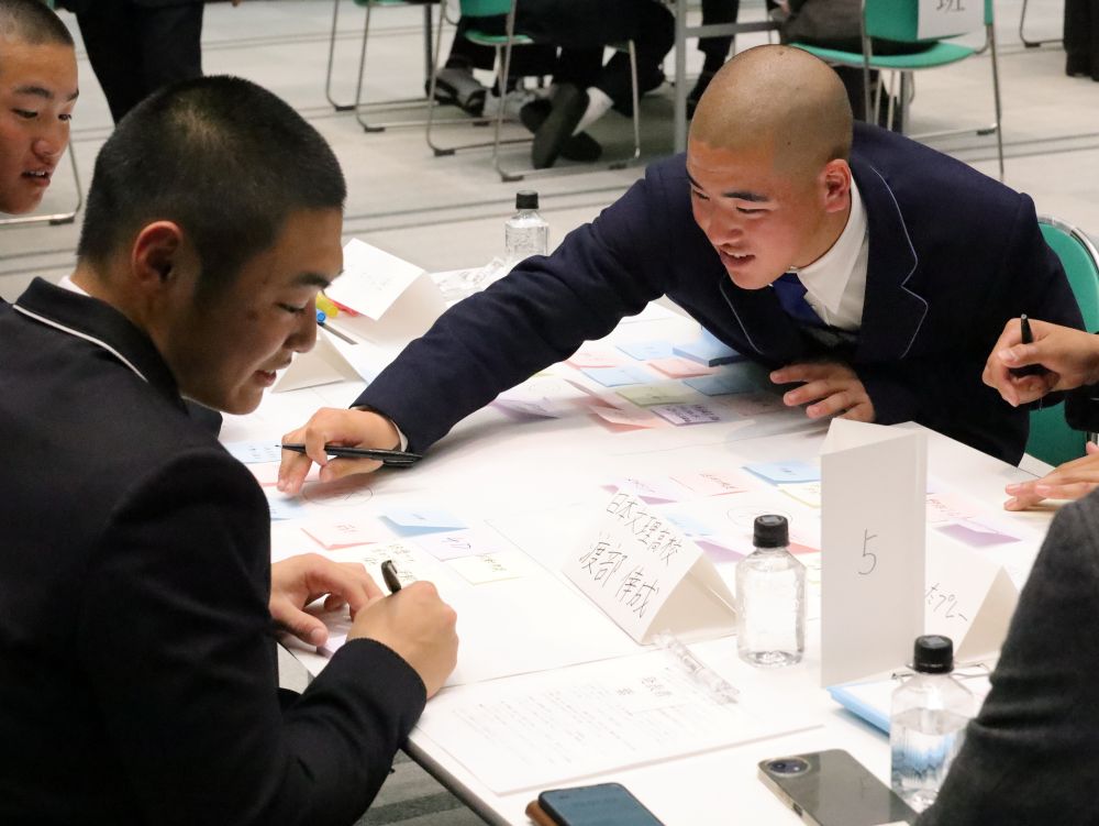 模造紙の「心」「技」「体」の欄に貼り付ける 【大阪体育大学】