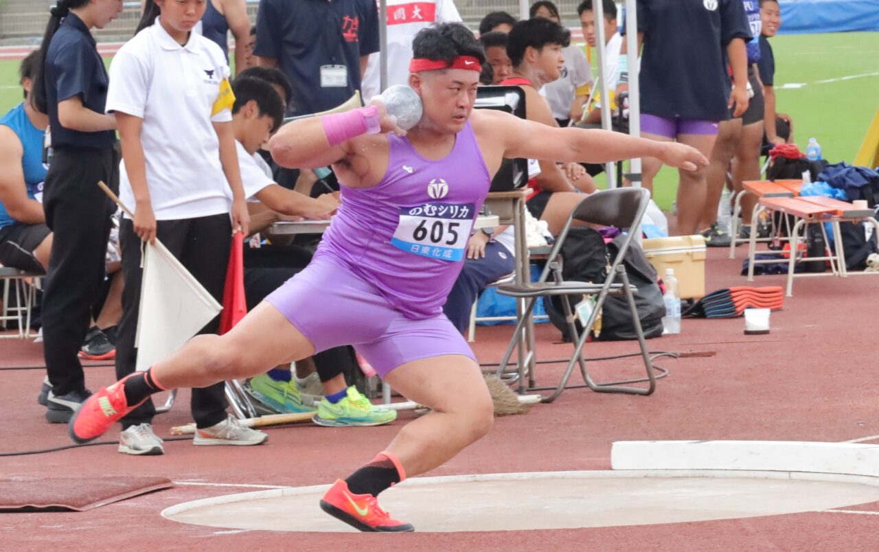 男子砲丸投げ２位・黒田翔貴（大学院博士前期課程２年、兵庫・伊川谷北高校） 