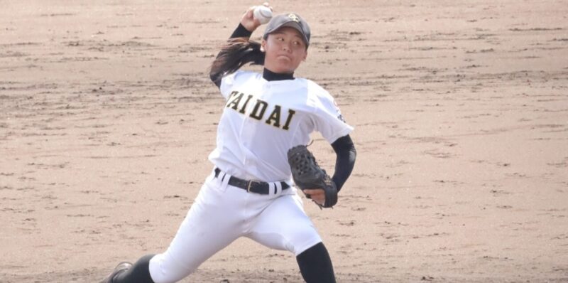 ２試合連続で好救援の１年生・谷蒼依 【大阪体育大学】