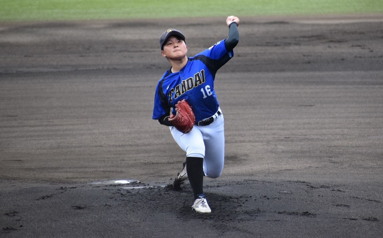完投勝利の清井結月（スポーツ科学部２年、兵庫・蒼開高校）
【大阪体育大学】