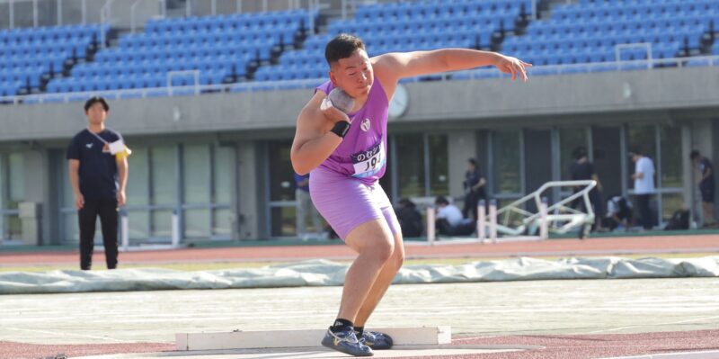 男子砲丸投げ優勝　濱田茉裕(教育学部４年、三重・松阪商業高校) 【大阪体育大学】