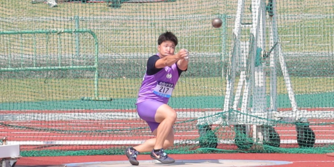 男子ハンマー投げ優勝 方川寛翔(スポーツ科学部2年、幕別清陵高校)
【大阪体育大学】