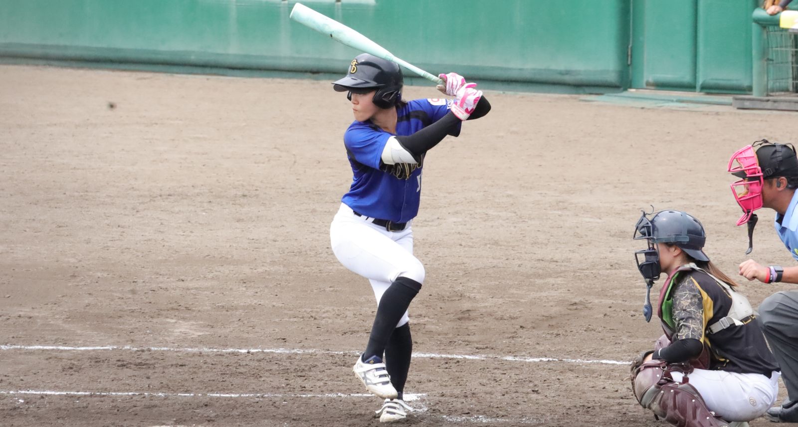 2番・児玉椛姫(体育学部4年、福井工業大学附属福井高校)。六回、前日に続く三塁打を右越えに放つなど長打力が光った 【大阪体育大学】