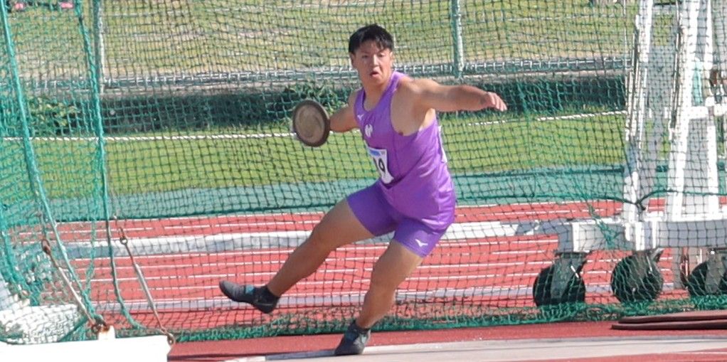 男子円盤投げ優勝・志手奏太（スポーツ科学部２年、大阪体育大学浪商高校）
【大阪体育大学】

