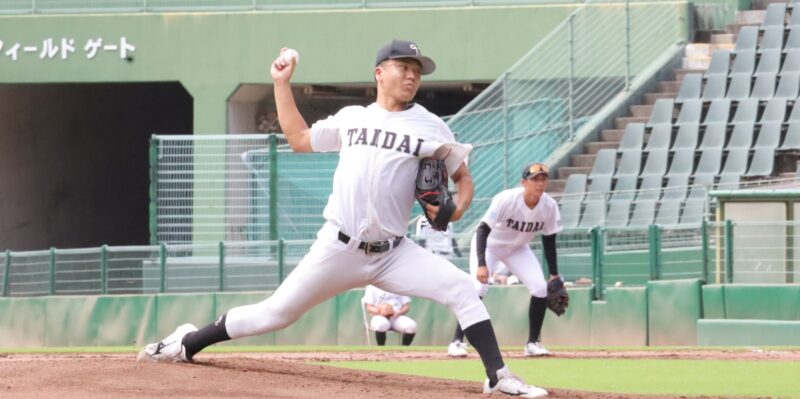 完封勝利の高田純誠(体育学部4年、兵庫・報徳学園高校) 【大阪体育大学】