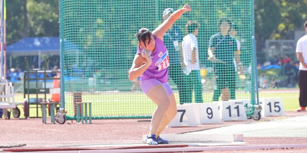 女子砲丸投げ優勝・武田光里（体育学部４年、奈良・添上高校）
【大阪体育大学】