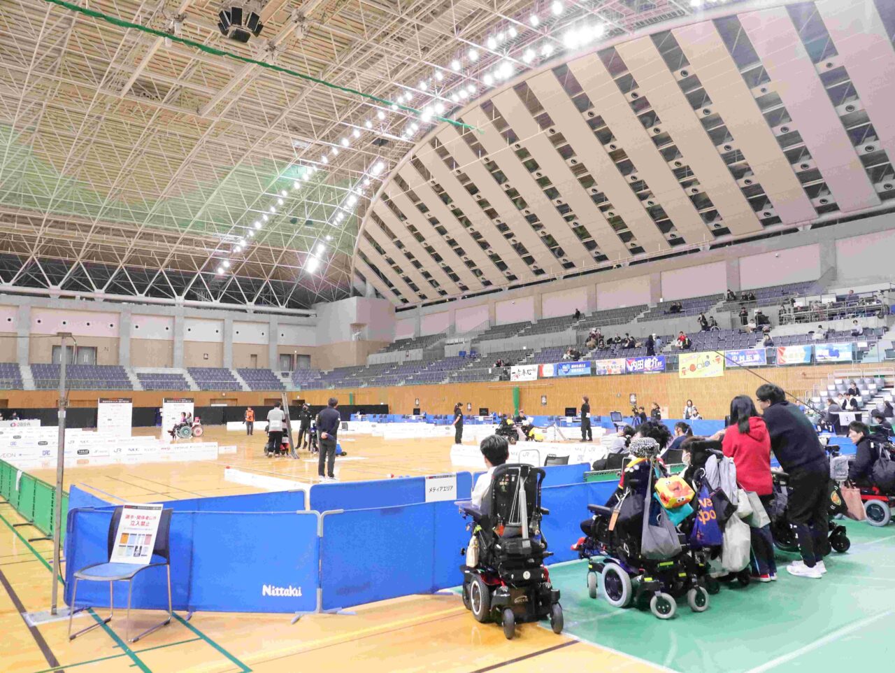 スカイホール豊田。2019年度から１回を除いて毎年会場となっている。大会中はボッチャパークとして体験会など様々なアクティビティを実施し、ボッチャの魅力を発信している 【大阪体育大学】