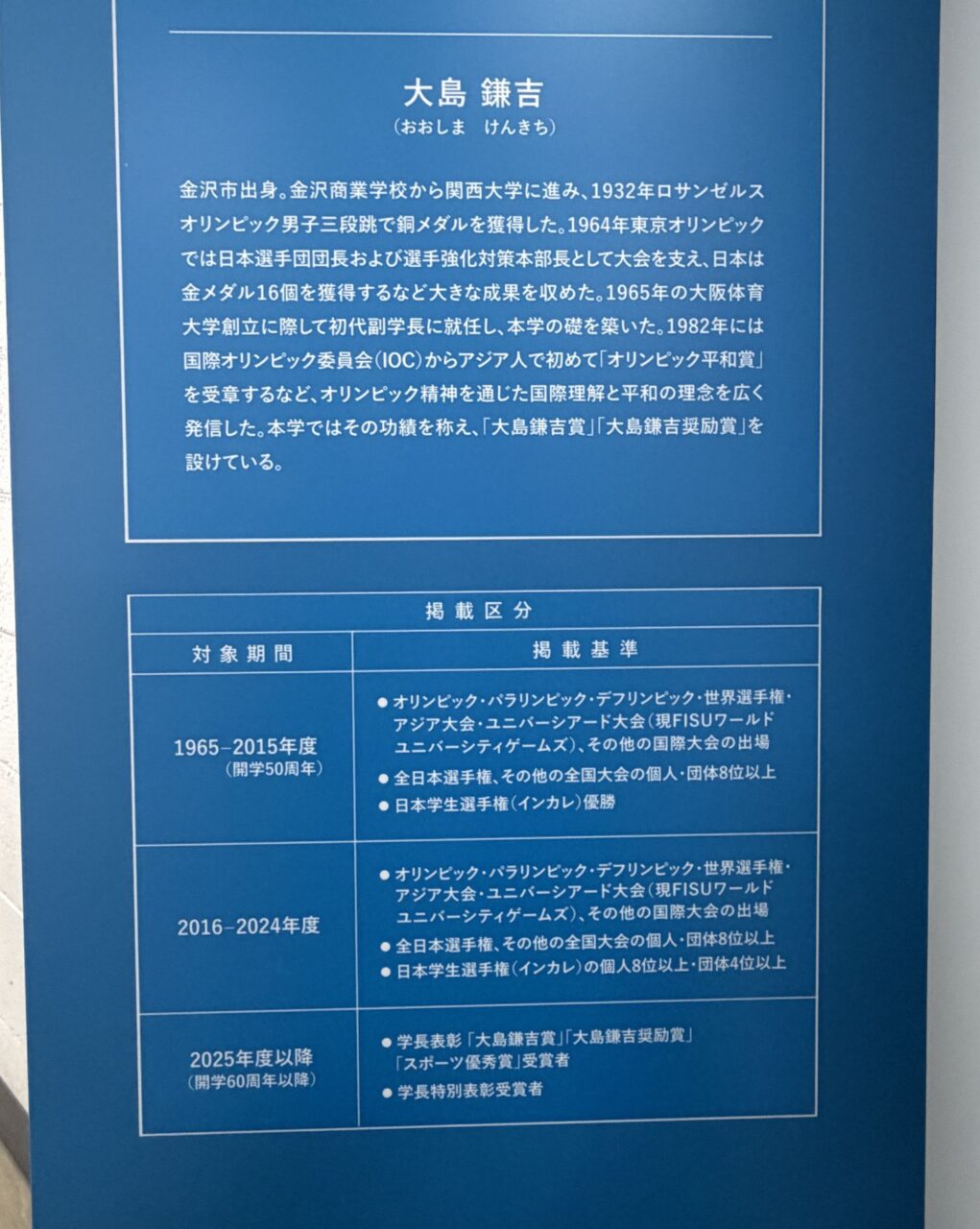 大島鎌吉氏の功績 【大阪体育大学】